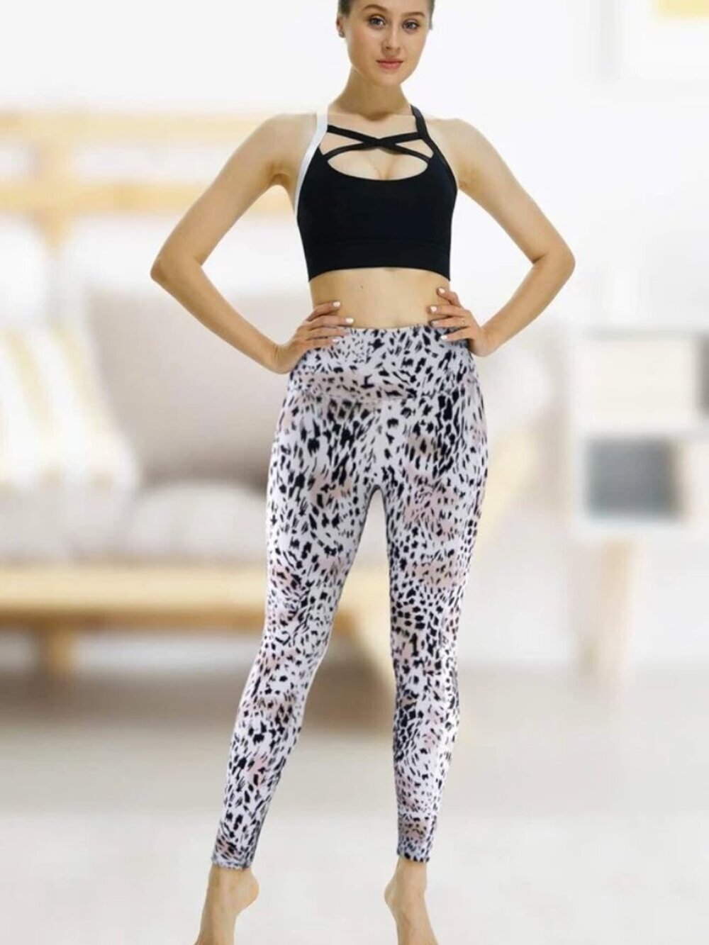 YGOODM Women Tummy Control Leggings High Waist Yoga Pant-Leopard